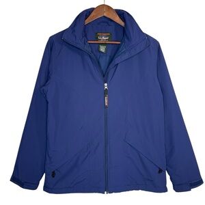 Vintage 90s L.L. Bean Insulated Jacket | Navy Blue Hooded Coat| L/